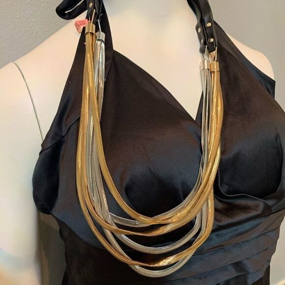 Gold Silver Leather Necklace Chain Woman Jewelry - Picture 1 of 16